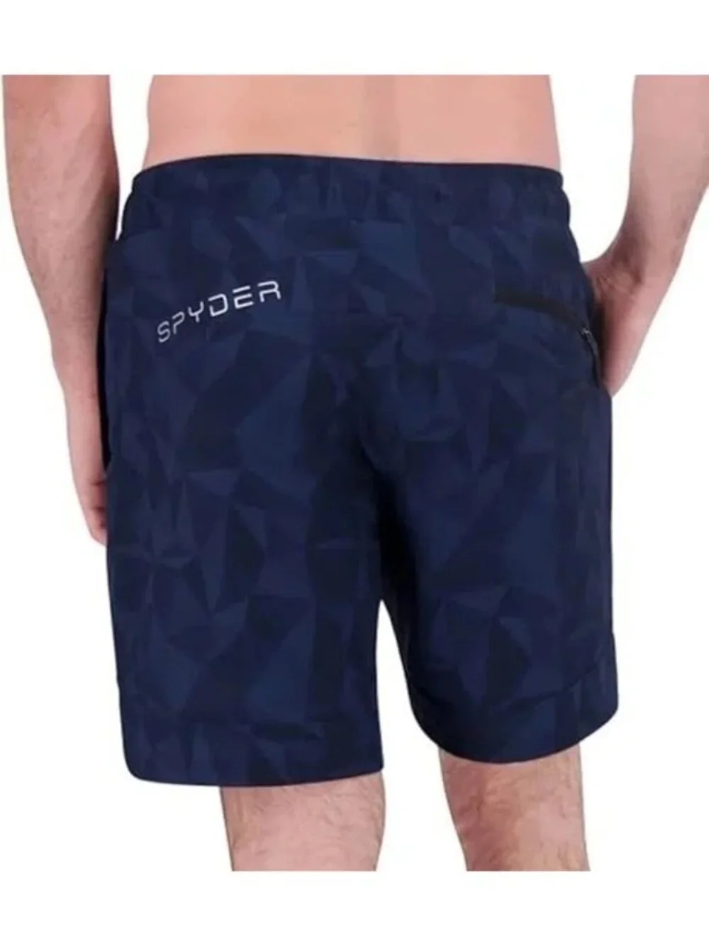 Spyder Men's S Swim Shorts Navy Geometric Pattern Elastic Waist